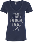 It's Time to Get Down, Dog Ideal V-neck Yoga Tee Shirt - Yoga Clothing for You