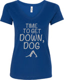 It's Time to Get Down, Dog Ideal V-neck Yoga Tee Shirt - Yoga Clothing for You
