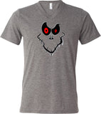 Halloween T-shirt Ghost Face Tri Blend V-Neck - Yoga Clothing for You