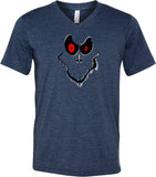 Halloween T-shirt Ghost Face Tri Blend V-Neck - Yoga Clothing for You