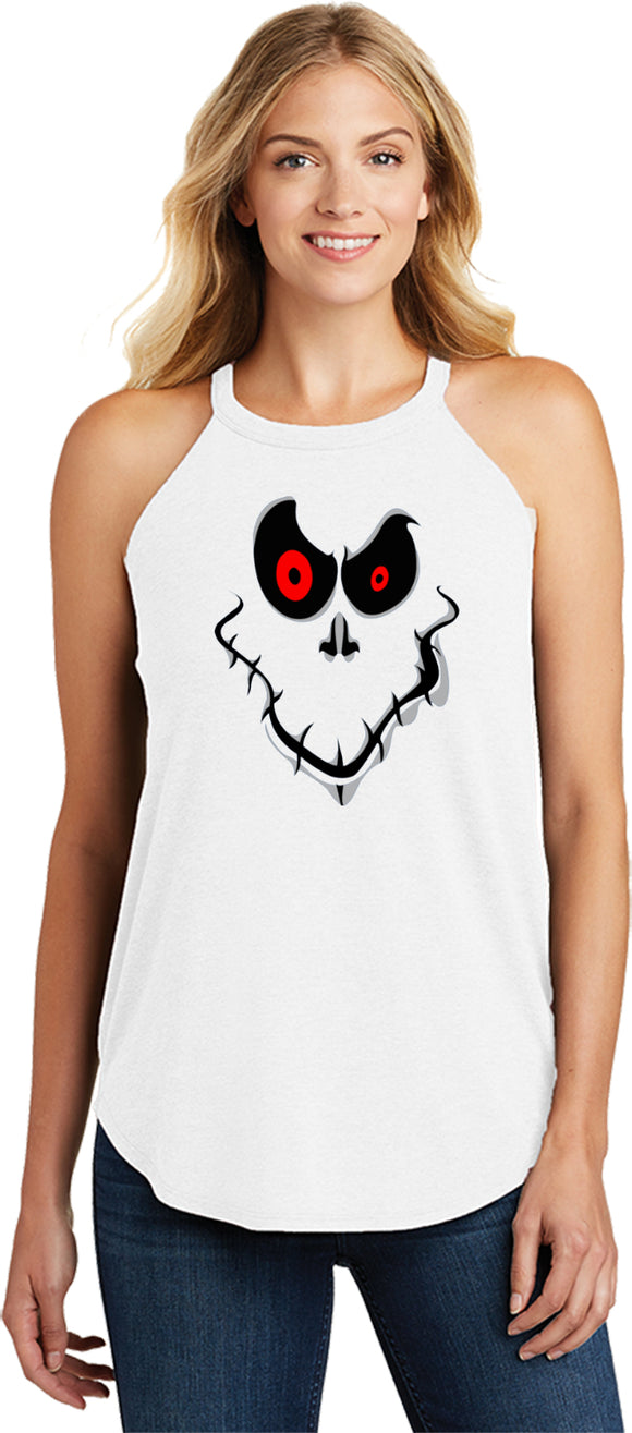Ladies Halloween Tank Top Ghost Face Tri Rocker Tanktop - Yoga Clothing for You