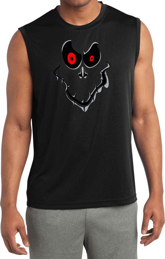 Halloween T-shirt Ghost Face Sleeveless Competitor Tee - Yoga Clothing for You