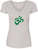 Green Brushstroke AUM Ideal V-neck Yoga Tee Shirt - Yoga Clothing for You