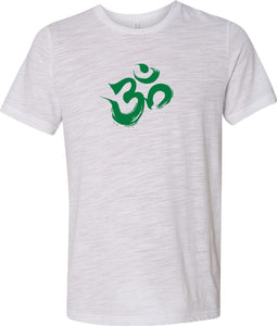 Green Brushstroke AUM Burnout Yoga Tee Shirt - Yoga Clothing for You