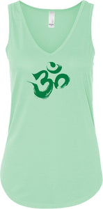 Green Brushstroke AUM Lightweight Flowy Yoga Tank Top - Yoga Clothing for You