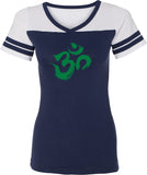 Green Brushstroke AUM Powder Puff Yoga Tee Shirt - Yoga Clothing for You