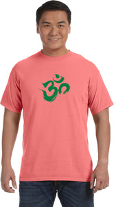Green Brushstroke AUM Pigment Dye Yoga Tee Shirt - Yoga Clothing for You