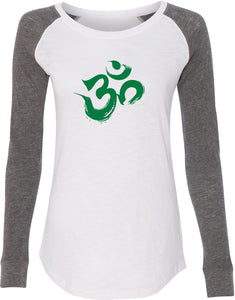 Green Brushstroke AUM Preppy Patch Yoga Tee Shirt - Yoga Clothing for You