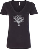 Grey Tree of Life Ideal V-neck Yoga Tee Shirt - Yoga Clothing for You
