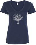 Grey Tree of Life Ideal V-neck Yoga Tee Shirt - Yoga Clothing for You