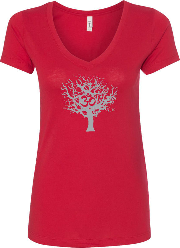 Grey Tree of Life Ideal V-neck Yoga Tee Shirt - Yoga Clothing for You