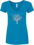 Grey Tree of Life Ideal V-neck Yoga Tee Shirt - Yoga Clothing for You