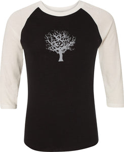 Grey Tree of Life Eco Raglan 3/4 Sleeve Yoga Tee Shirt - Yoga Clothing for You