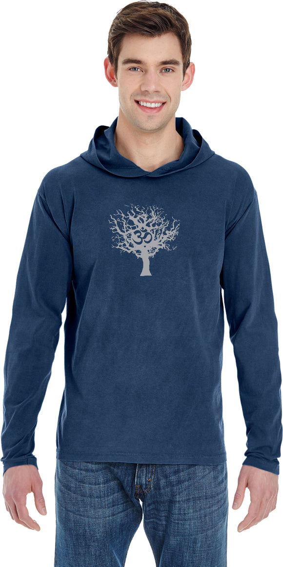 Grey Tree of Life Heavyweight Pigment Hoodie Yoga Tee - Yoga Clothing for You