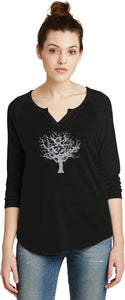 Grey Tree of Life 3/4 Sleeve Vintage Yoga Tee Shirt - Yoga Clothing for You