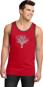 Grey Tree of Life 100% Cotton Ringer Yoga Tank Top - Yoga Clothing for You