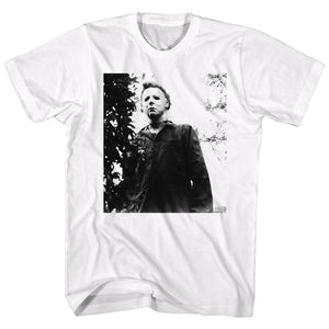 Halloween T-Shirt Michael Myers Stare White Tee - Yoga Clothing for You