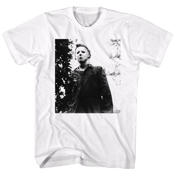 Halloween Tall T-Shirt Michael Myers Stare White Tee - Yoga Clothing for You