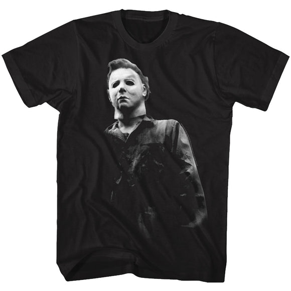 Halloween Tall T-Shirt Black and White Michael Myers Black Tee - Yoga Clothing for You