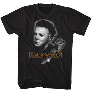 Halloween Tall T-Shirt Blurred Michael Myers Black Tee - Yoga Clothing for You