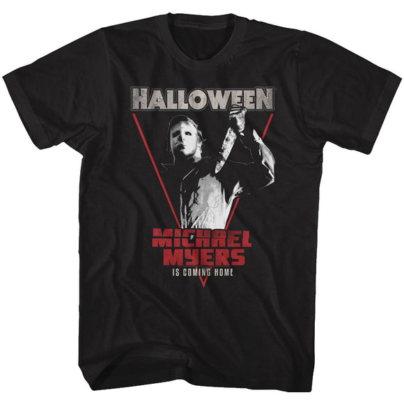 Halloween Tall T-Shirt Michael Myers is Coming Home Black Tee - Yoga Clothing for You