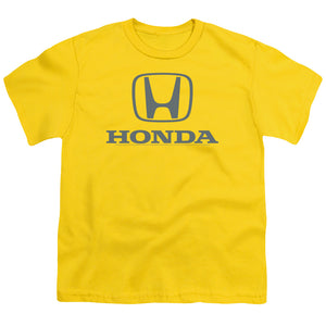 Honda Kids T-Shirt Grey Standard Logo Yellow Tee - Yoga Clothing for You