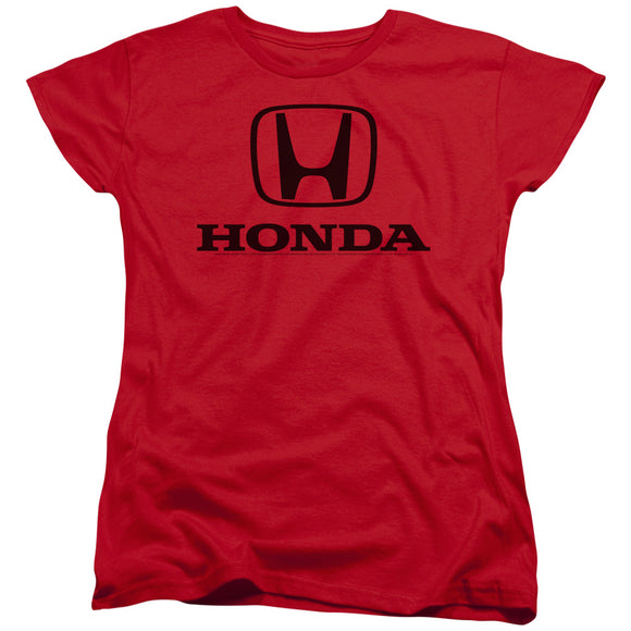 Honda Womens T-Shirt Black Standard Logo Red Tee - Yoga Clothing for You