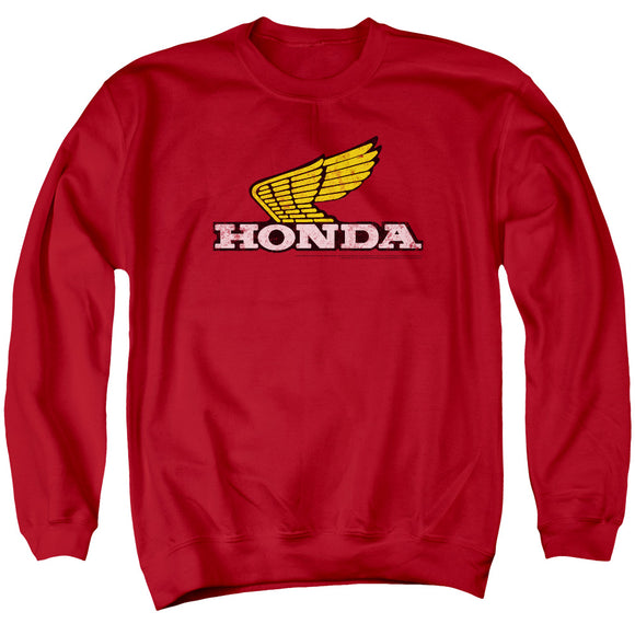 Honda Sweatshirt Distressed Gold Wing Logo Red Pullover - Yoga Clothing for You