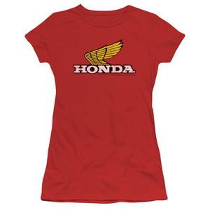 Honda Juniors T-Shirt Distressed Gold Wing Logo Red Tee - Yoga Clothing for You