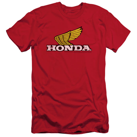 Honda Slim Fit T-Shirt Distressed Gold Wing Logo Red Tee - Yoga Clothing for You