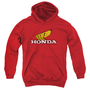 Honda Kids Hoodie Distressed Gold Wing Logo Red Hoody - Yoga Clothing for You