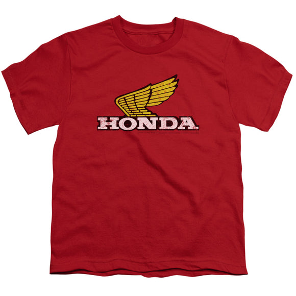 Honda Kids T-Shirt Distressed Gold Wing Logo Red Tee - Yoga Clothing for You