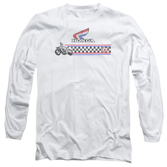Honda Long Sleeve T-Shirt '85 Classic Red White Blue Logo White Tee - Yoga Clothing for You