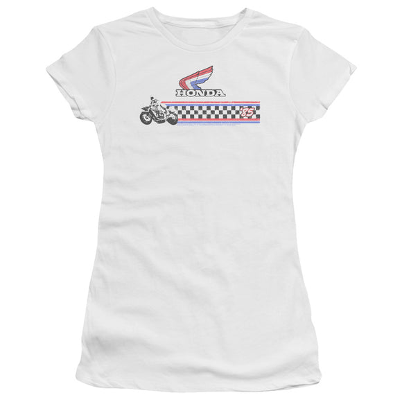 Honda Juniors Premium T-Shirt '85 Classic Red White Blue Logo White Tee - Yoga Clothing for You