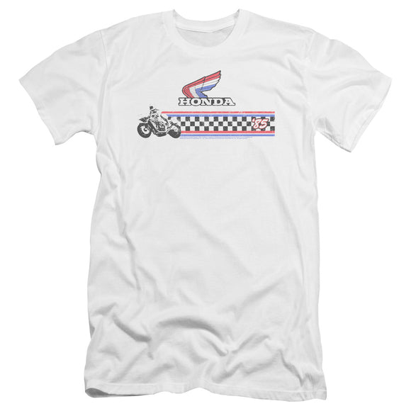 Honda Premium Canvas T-Shirt '85 Classic Red White Blue Logo White Tee - Yoga Clothing for You