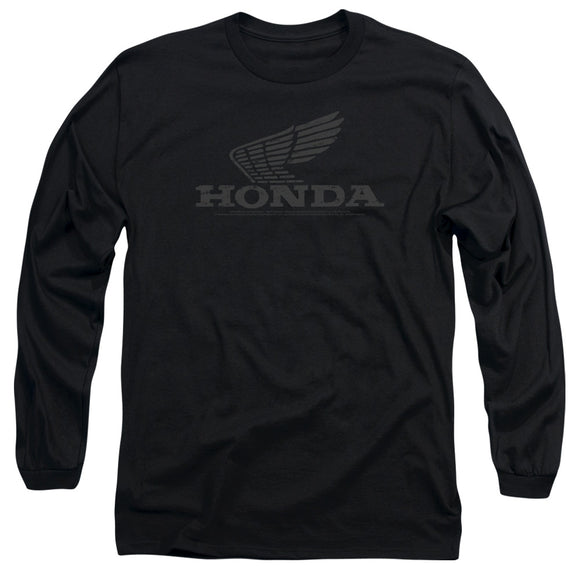 Honda Long Sleeve T-Shirt Distressed Vintage Grey Wing Black Tee - Yoga Clothing for You