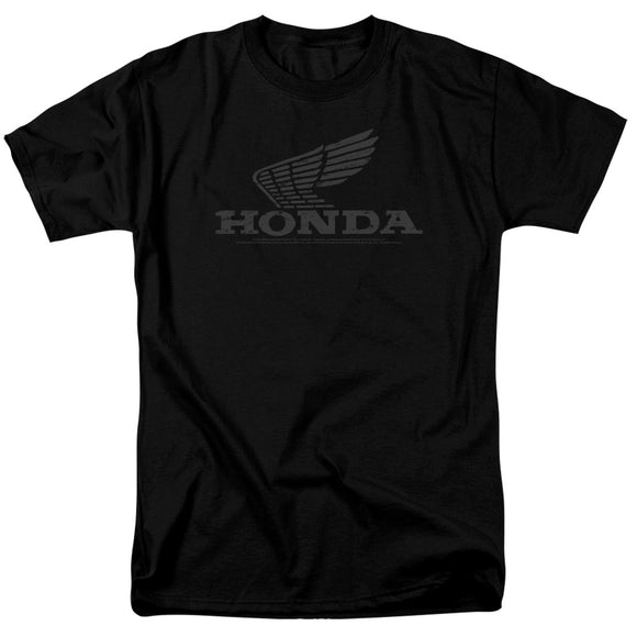 Honda Mens T-Shirt Distressed Vintage Grey Wing Black Tee - Yoga Clothing for You