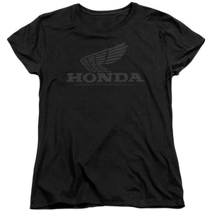 Honda Womens T-Shirt Distressed Vintage Grey Wing Black Tee - Yoga Clothing for You