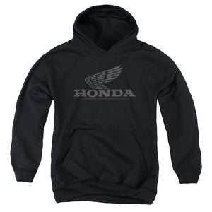 Honda Kids Hoodie Distressed Vintage Grey Wing Black Hoody - Yoga Clothing for You