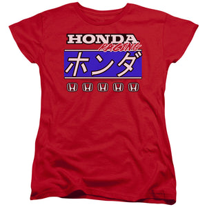 Honda Racing Womens T-Shirt Kanji Text JDM Red Tee - Yoga Clothing for You