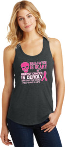 Ladies Breast Cancer Tank Top Halloween Scary Racerback - Yoga Clothing for You