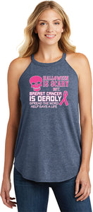 Ladies Breast Cancer Tank Top Halloween Scary Tri Rocker Tanktop - Yoga Clothing for You