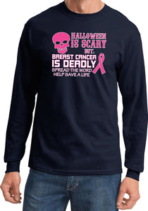 Breast Cancer T-shirt Halloween Scary Long Sleeve - Yoga Clothing for You