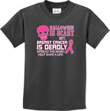 Kids Breast Cancer T-shirt Halloween Scary Youth Tee - Yoga Clothing for You