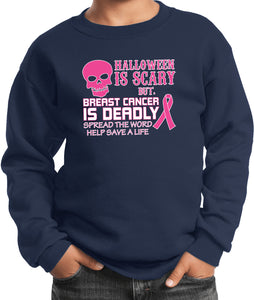Kids Breast Cancer Sweatshirt Halloween Scary - Yoga Clothing for You