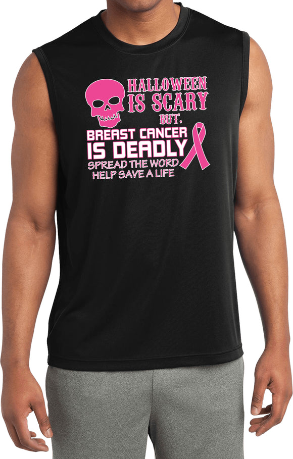 Breast Cancer T-shirt Halloween Scary Sleeveless Competitor Tee - Yoga Clothing for You