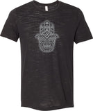 Grey Hamsa OM Burnout Yoga Tee Shirt - Yoga Clothing for You