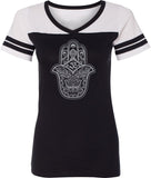 Grey Hamsa OM Powder Puff Yoga Tee Shirt - Yoga Clothing for You