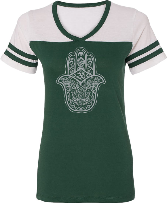 Grey Hamsa OM Powder Puff Yoga Tee Shirt - Yoga Clothing for You