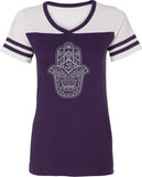 Grey Hamsa OM Powder Puff Yoga Tee Shirt - Yoga Clothing for You